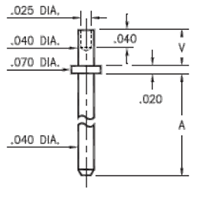 0.043 Inch (in) Mounting Hole Diameter Swage Terminal Pins - 2