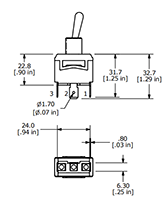 ST1 Series 6.3 mm Tabs Terminals Toggle Switch - 2