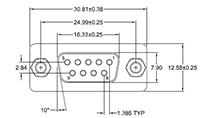 K85X Series 9 Pin Female Vertical Printed Circuit Board (PCB) Mount and Solder Cup D-Subminiature Connector