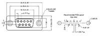 K88X Series 9 Pin Female D-Subminiature Vertical Connector