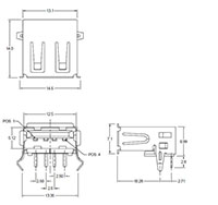 KUSBX Series Type A, Black Right Angle Universal Serial Bus (USB) Connector - 2