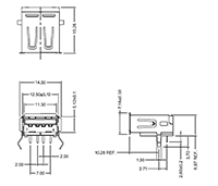 KUSBXHT Series Right Angle Universal Serial Bus (USB) Connectors - 2