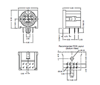 KMDGX Series 5 Number of Contact Stacked Printed Circuit Board (PCB) Mount Mini-DIN Socket - 2