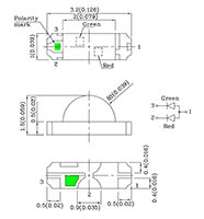 Right Angle Bi-Color Surface Mount Device (SMD) Chip Light Emitting Diode (LED) Lamps