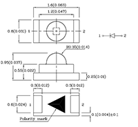 75 Milliwatt (mW) Power Dissipation (P<sub>D</sub>) Surface Mount Device (SMD) Chip Yellow Light Emitting Diode (LED) Lamp (XZMYK53W-8) - 2