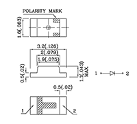 75 Milliwatt (mW) Power Dissipation (P<sub>D</sub>) Surface Mount Device (SMD) Chip Red Light Emitting Diode (LED) Lamp