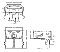 KUSBEX Series Fully Shielded Right Angle Universal Serial Bus (USB) Connectors - 2