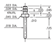 0.026 Inch (in) Mounting Hole Diameter Press-Fit Printed Circuit Board (PCB) Pins - 2