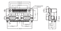 K42X Series 25 Top/Bottom Left/Bottom Right Shell Size and 0.750 Inch (in) Center to Center Distance Dual Port D-Subminiature Connector - 2