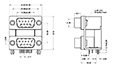 K42X Series 9 Top/Bottom Left/Bottom Right Shell Size and 0.750 Inch (in) Center to Center Distance Dual Port D-Subminiature Connector